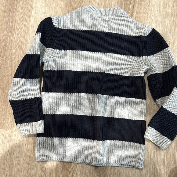 ZARA 100% cotton boy striped sweater with baseball image - Picture 2 of 4